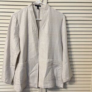 Eileen Fisher Silk Blend Jacket Bone White Sz Petite Small textured  open front